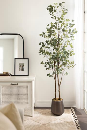 Kate and Laurel Green 7ft. Oliveira Faux Olive Tree with Gray Planter